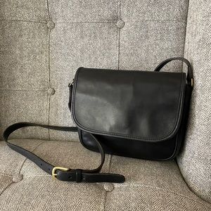 Vintage Coach Leather Black Tailored Pouch Handbag Purse